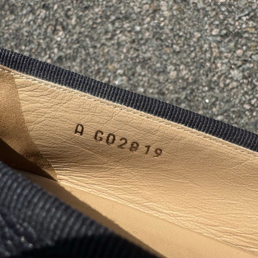 Authentic Chanel 37.5 Marine Dark Navy Blue (Like Black) Ballet Flats Caviar CC - Picture 12 of 15